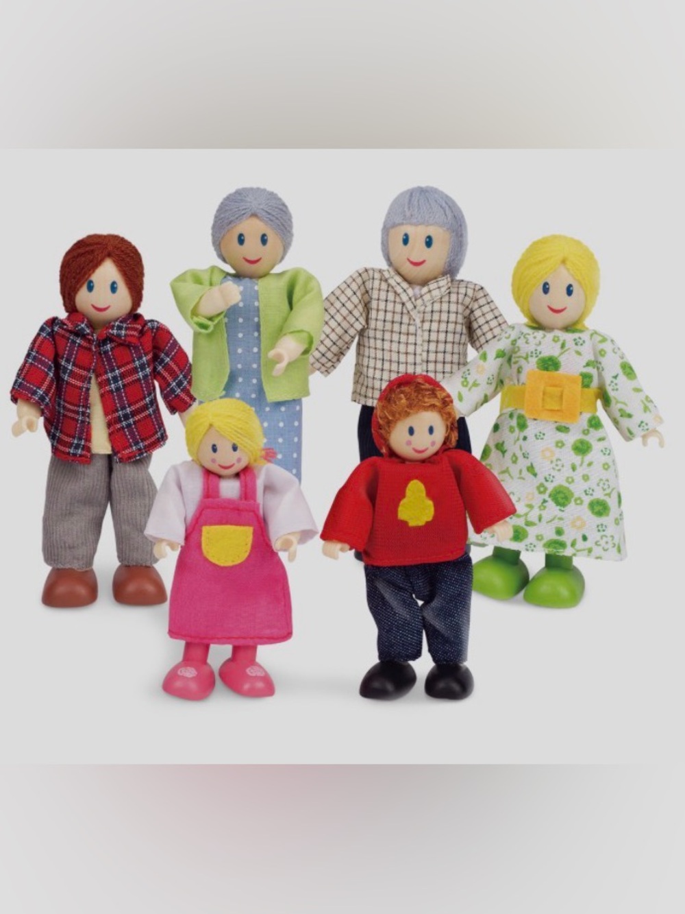 Hape Happy Family Doll Set - 6-piece Multicolor